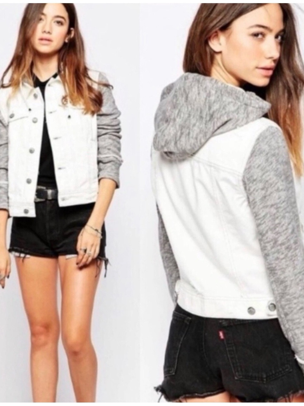 Free People Knit Hooded Denim Jacket - Picture 4 of 16
